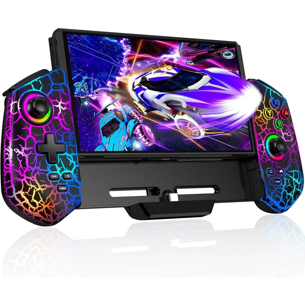 ALEEMTRY AXYBCOOL Switch Controller front view showcasing ergonomic grip and Hall Effect joysticks for handheld gaming.