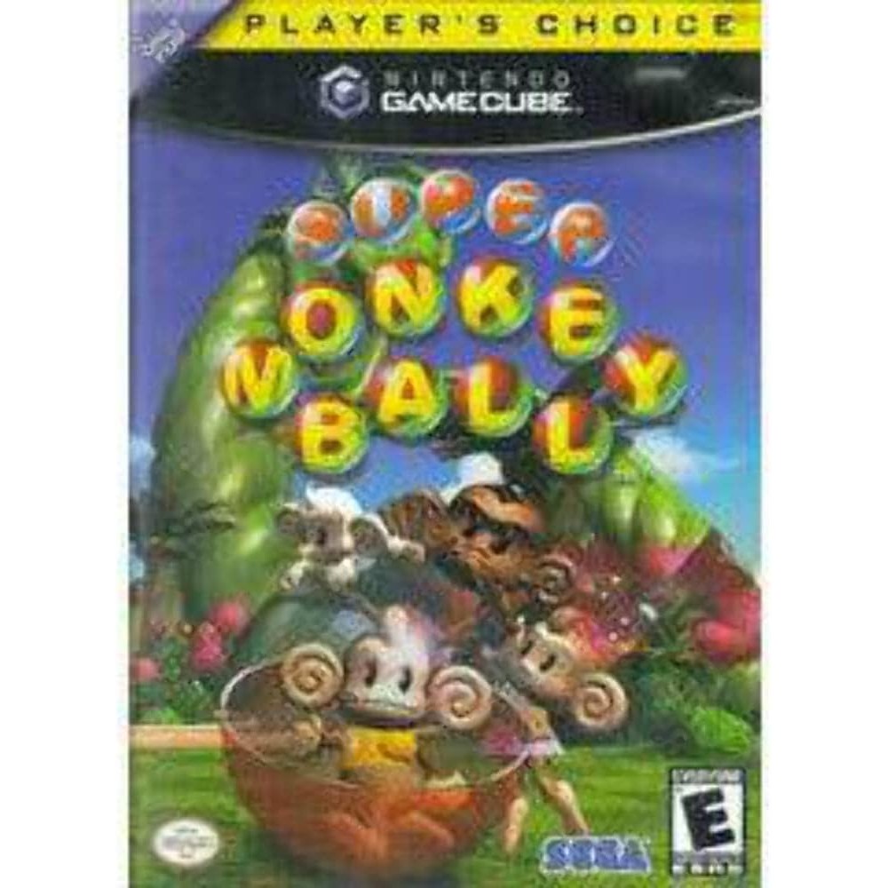 SEGA Super Monkey Ball GameCube front cover art featuring AiAi character in a transparent sphere