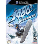 Nintendo 1080 Avalanche GameCube video game front cover view featuring extreme snowboarding action.