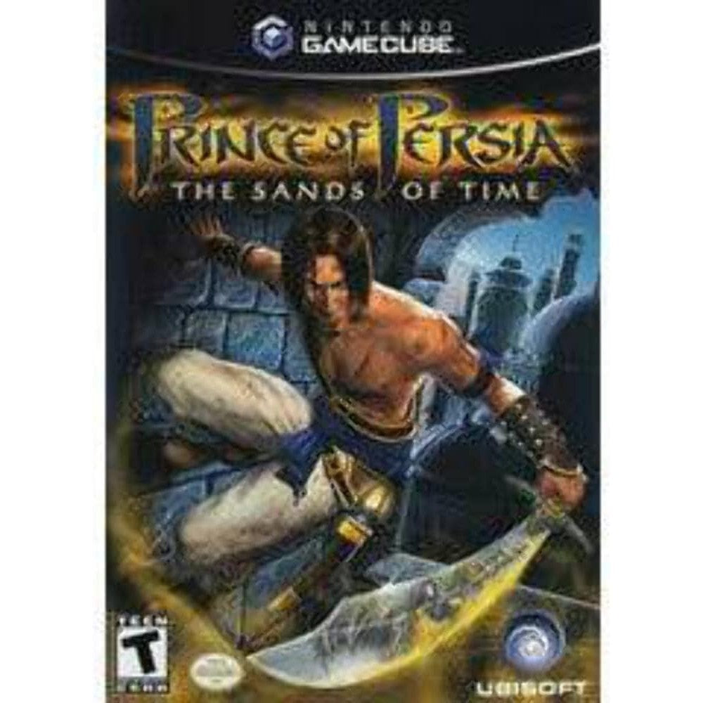 Ubisoft Prince of Persia Sands of Time GameCube front cover art featuring the Prince holding a dagger.