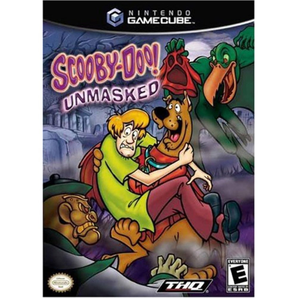 Warner Brothers Scooby Doo Unmasked Nintendo GameCube video game front cover artwork featuring Scooby and monsters.