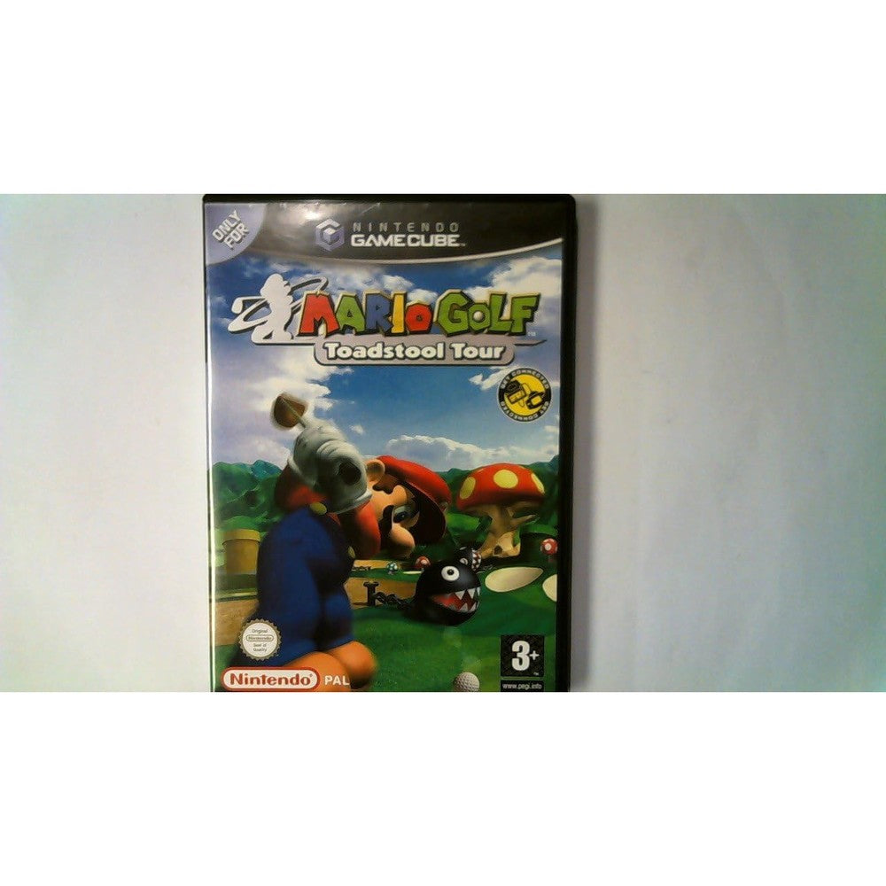SEGA Mario Golf Toadstool Tour front view retail box art featuring Mario putting on the green.