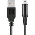 Xahpower Nintendo 3DS USB charger cable front view showcasing the black four feet cord and proprietary gaming connector.