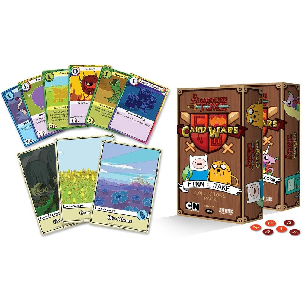 Cryptozoic Entertainment Adventure Time Card Wars Finn Versus Jake Collector Pack front packaging view showing the card game graphics.
