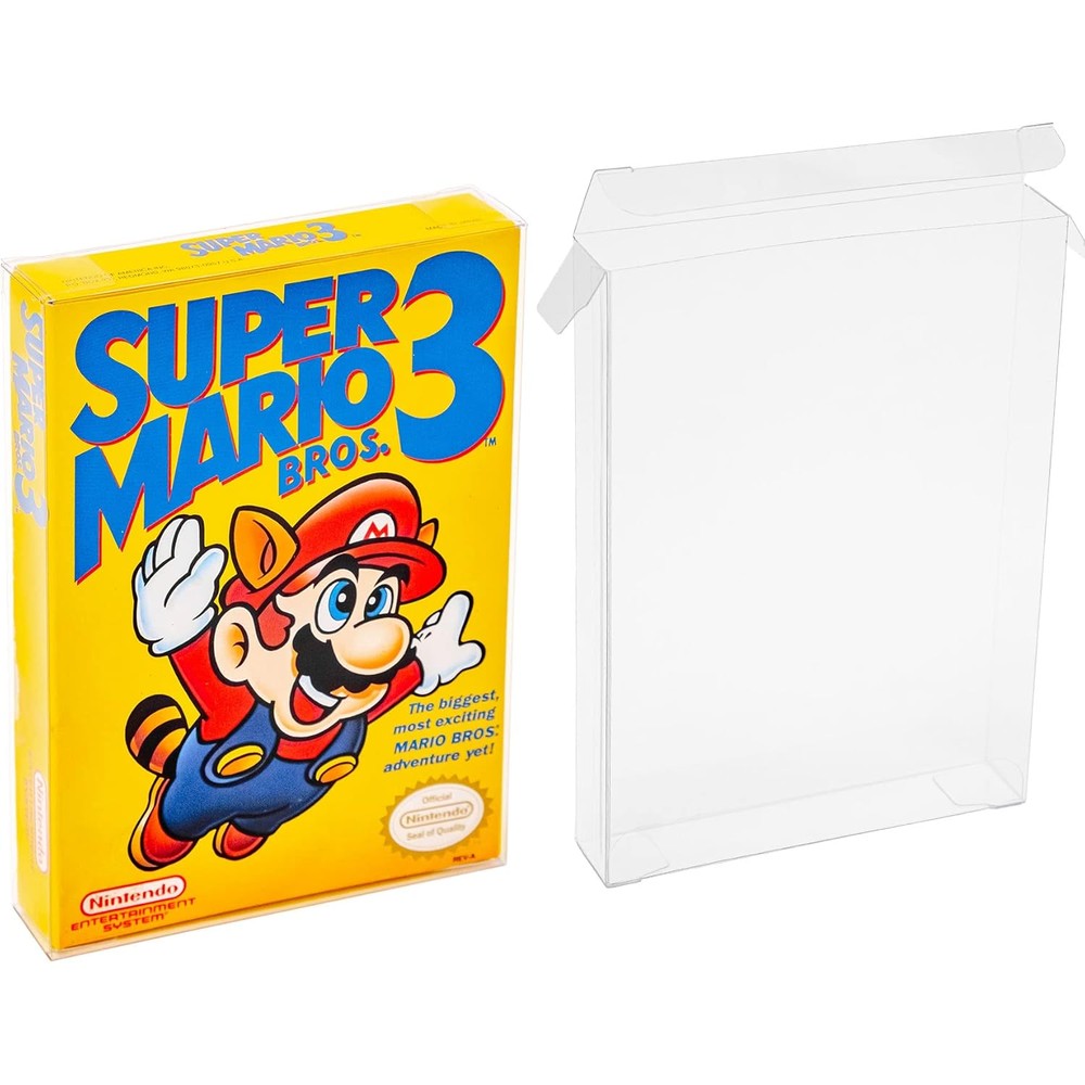Viturio Nintendo NES game box protector front view showing clear plastic finish.