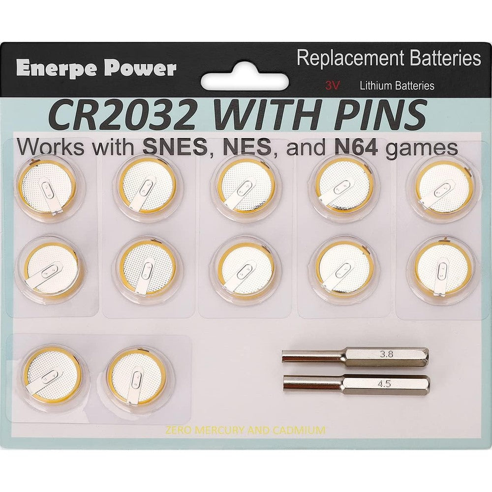 Enerpe CR2032 battery pack with solder pins for retro games