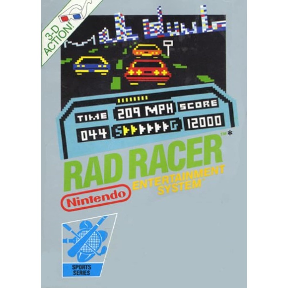 Nintendo Rad Racer NES game cartridge front view authentic retro gaming