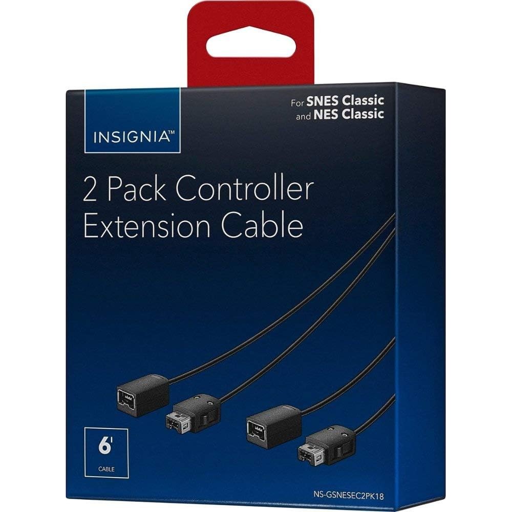 Insignia controller extension cable two pack front view showing heavy PVC cladding connectors
