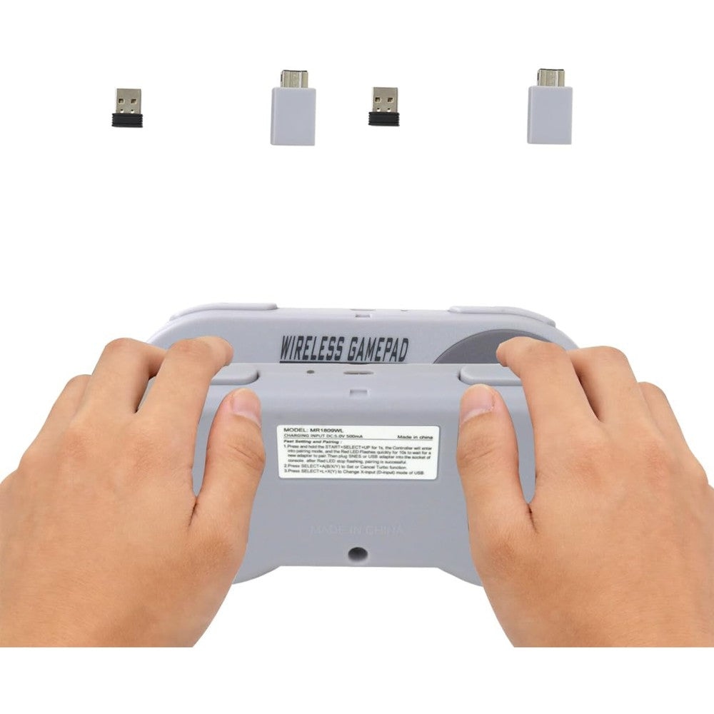 USonline911 2-Pack SNES Classic Wireless Controller front view with USB receiver