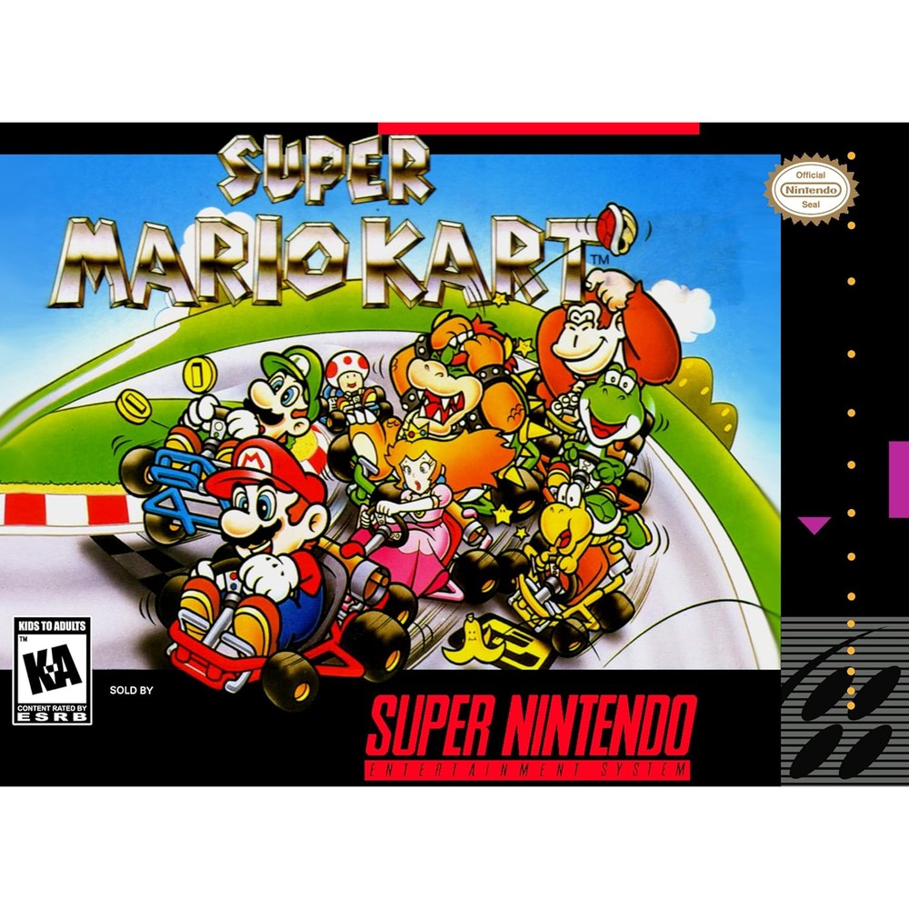 Nintendo Super Mario Kart SNES game box art front view