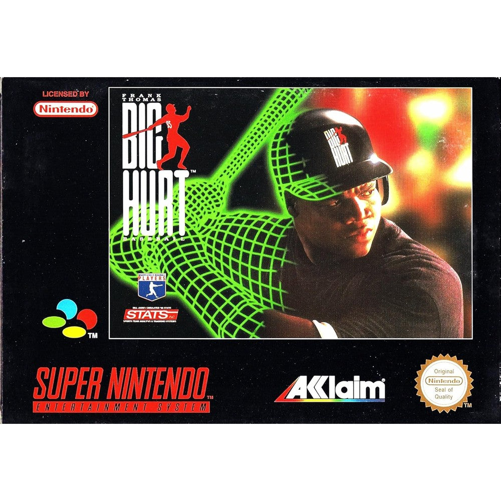 Acclaim Frank Thomas Big Hurt Baseball SNES cartridge front view retro gaming collector item