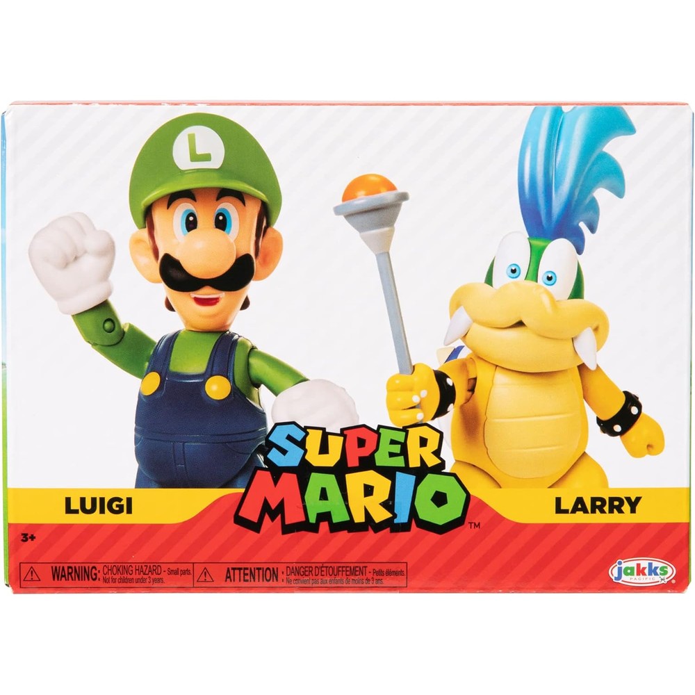 Super Mario Nintendo Luigi and Larry Koopa 4-inch action figure pack front view