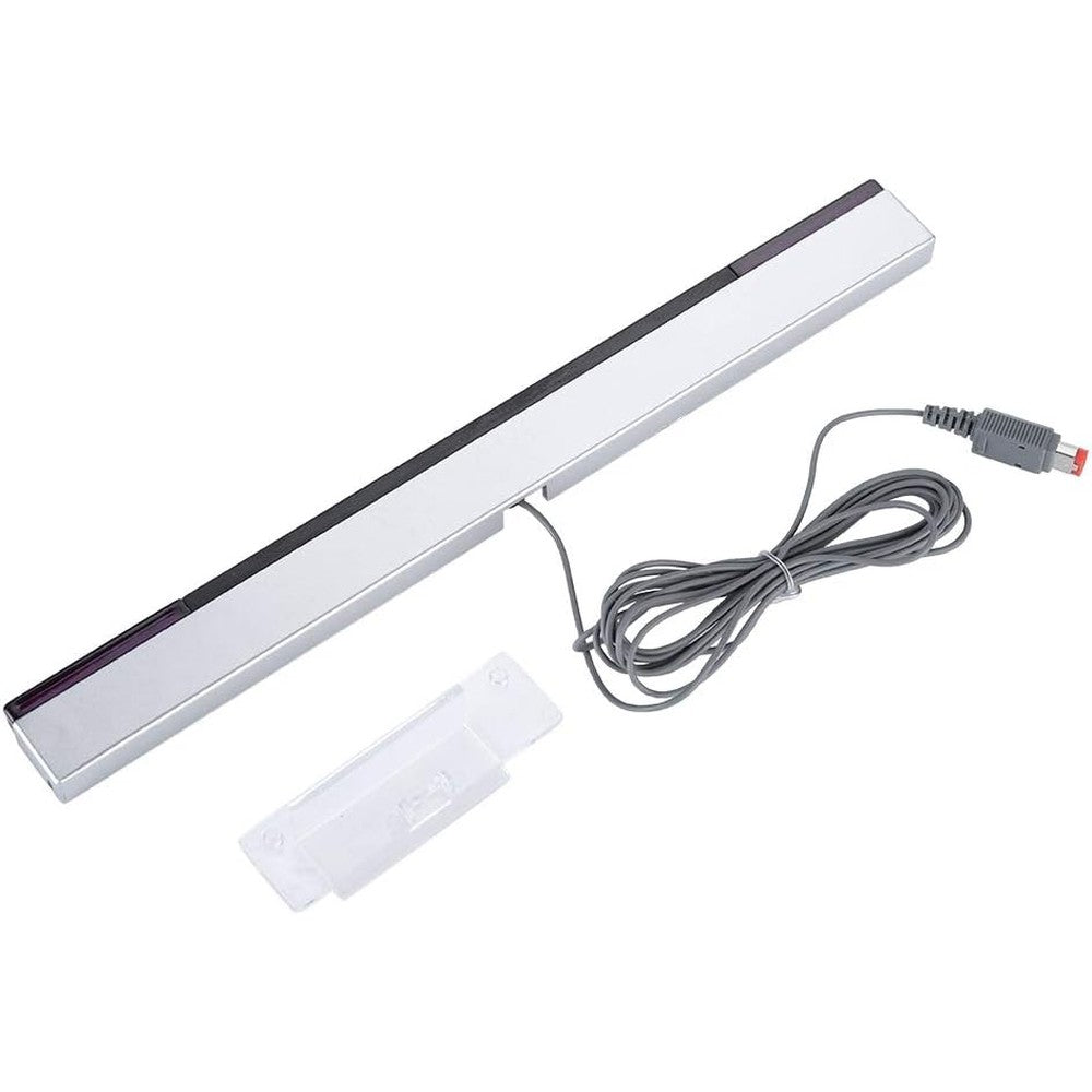 143 Wii Sensor Bar front view showcasing the sleek black and silver infrared receiver design.
