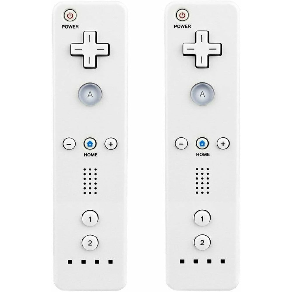 YUDEG Wii Controllers Two Pack white wireless remotes front view showcasing button layout