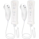 Ankey wireless Wii remote and nunchuk controller set front view showcasing the white premium gaming controllers.