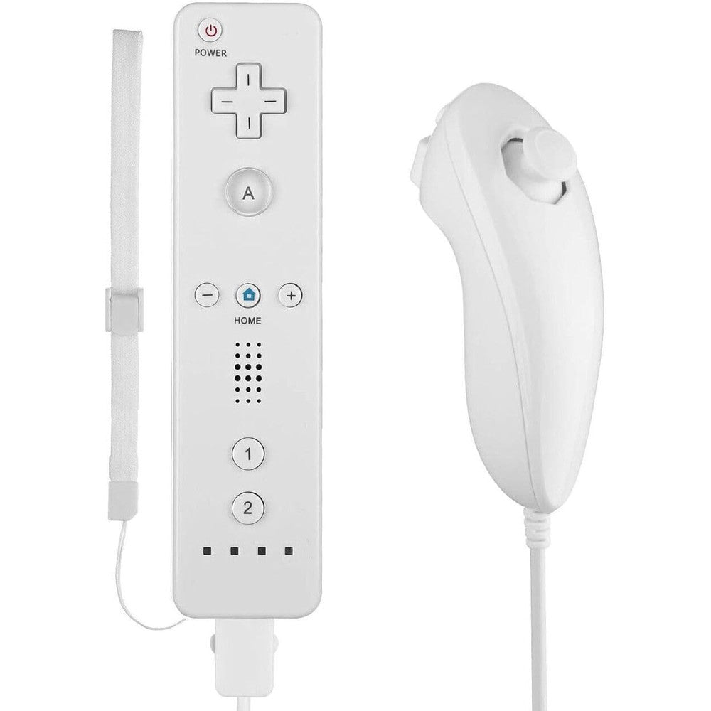Lyyes remote controller for Wii and nunchuck set in white front view