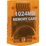 Mcbazel Gamecube and Wii memory card front view showing translucent orange casing.