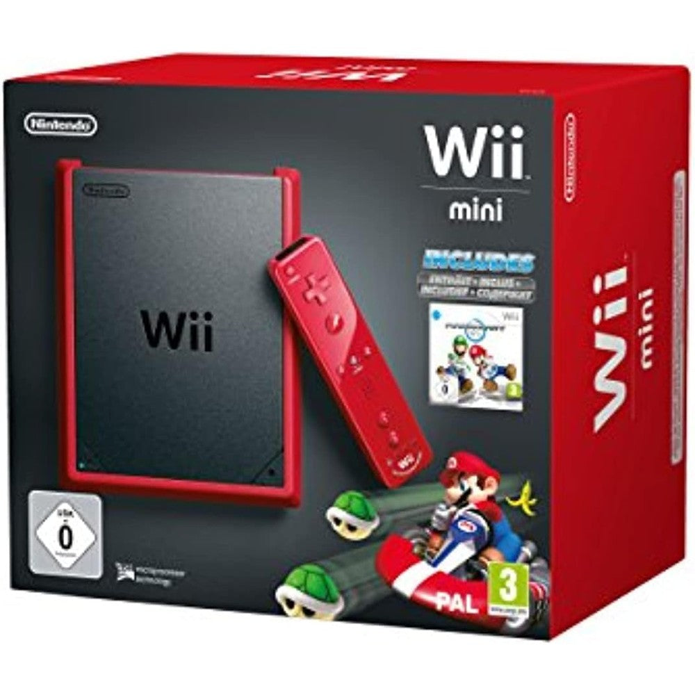 Nintendo Wii Mini Mario Kart Selects Bundle front view showing red and black console package