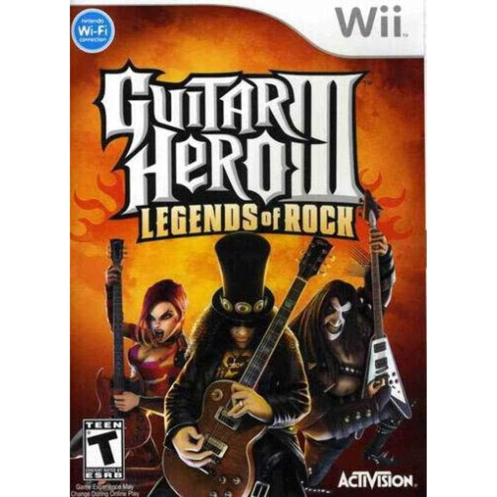 Activision Guitar Hero III Legends of Rock Nintendo Wii game disc front view showing authentic artwork.
