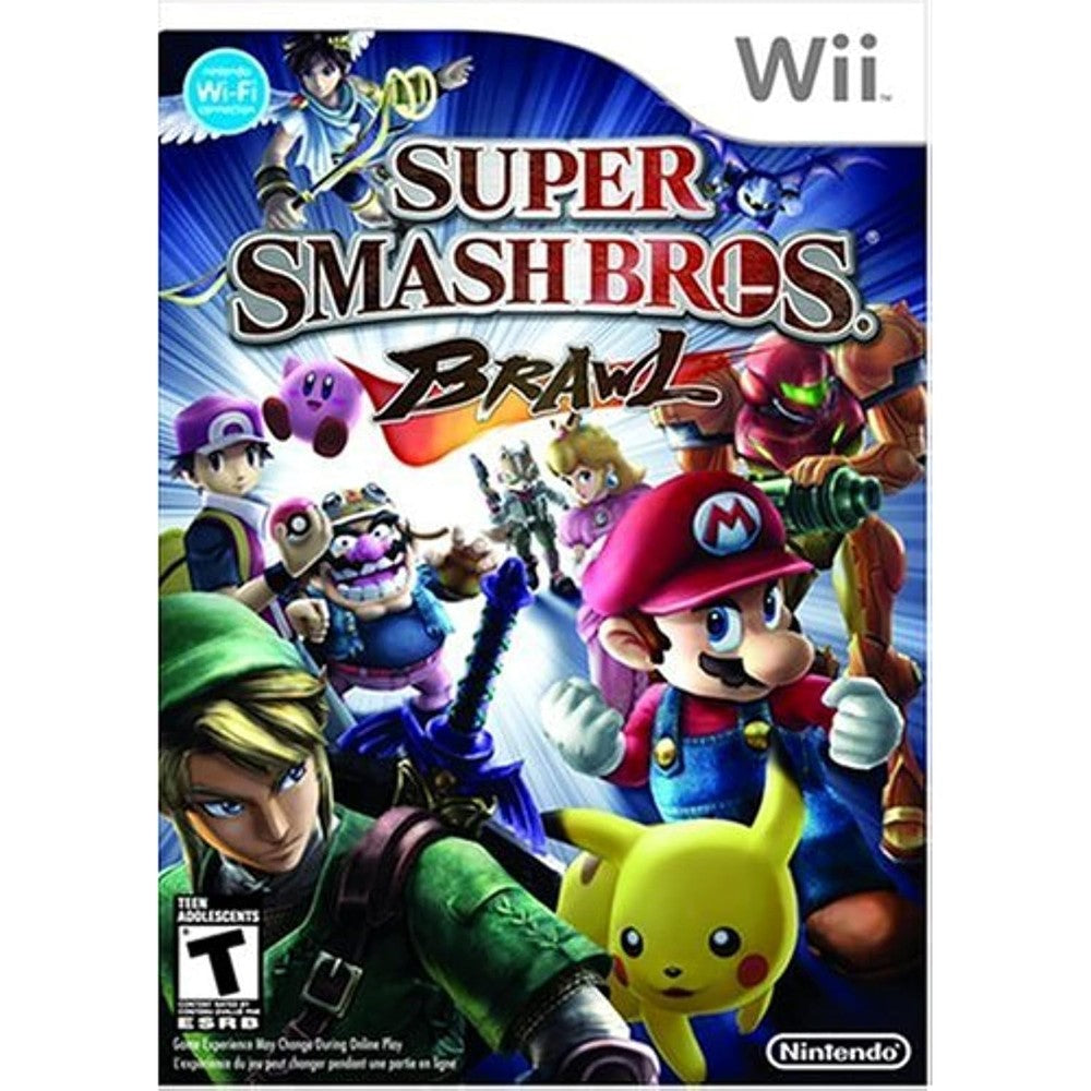 Nintendo Super Smash Bros Brawl Wii video game front view authentic import retail packaging