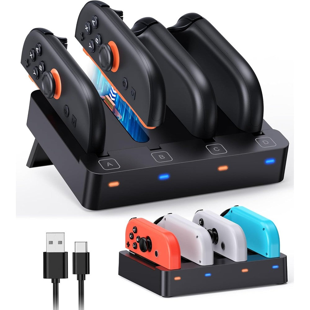 FYOUNG controller charger dock front view showing four controller slots with LED indicators