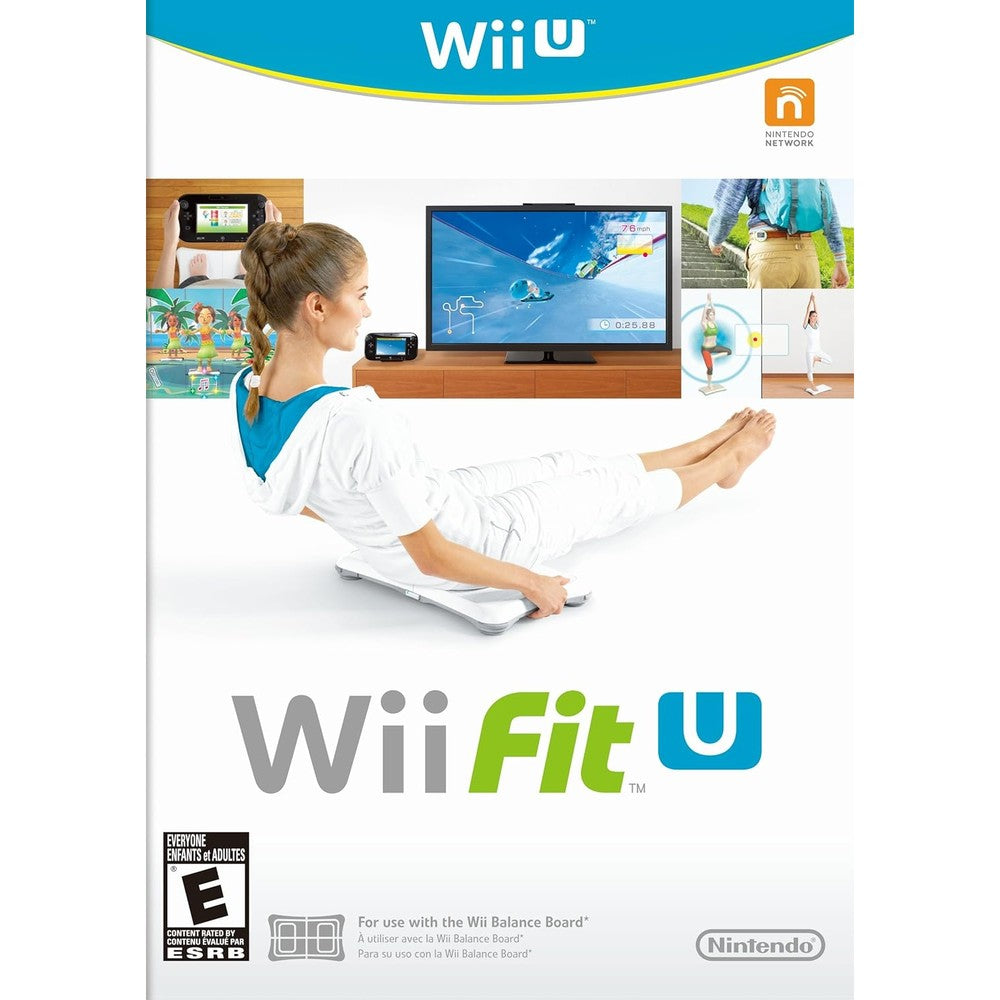 Nintendo Wii Fit U software only edition front cover view showing fitness gameplay graphics