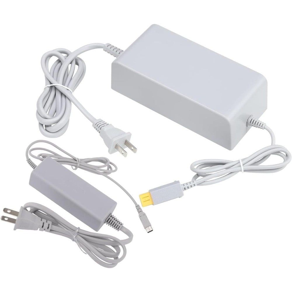Pegly replacement power adapter combo for Nintendo Wii U front view showing dual console and gamepad charging blocks.