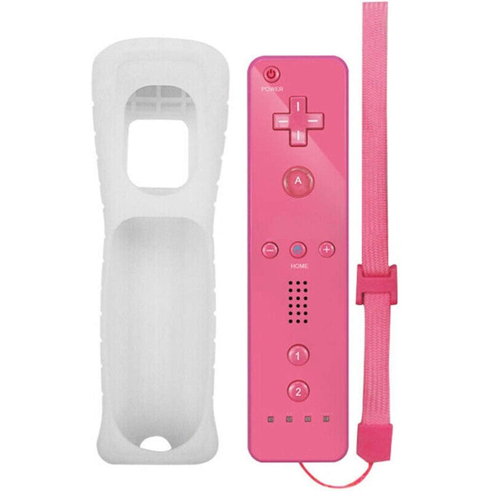 ChamZA wireless motion remote controller gamepad front view pink color for Wii console.