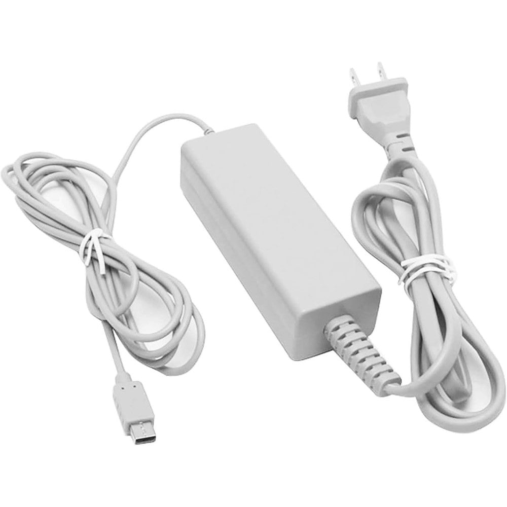 Xahpower replacement charger for Nintendo Wii U Gamepad showing the complete AC power adapter cord and plug front view.