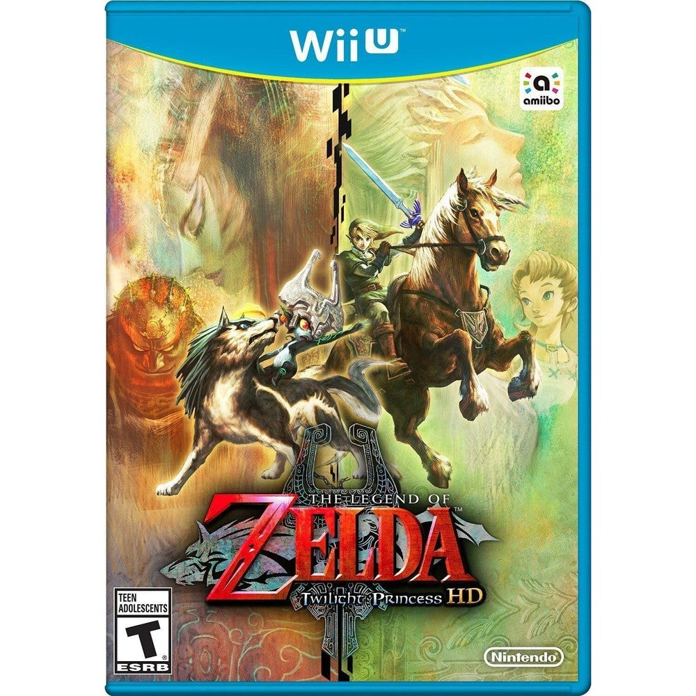 Nintendo The Legend of Zelda Twilight Princess HD game box front view showcasing Link and Wolf Link artwork.