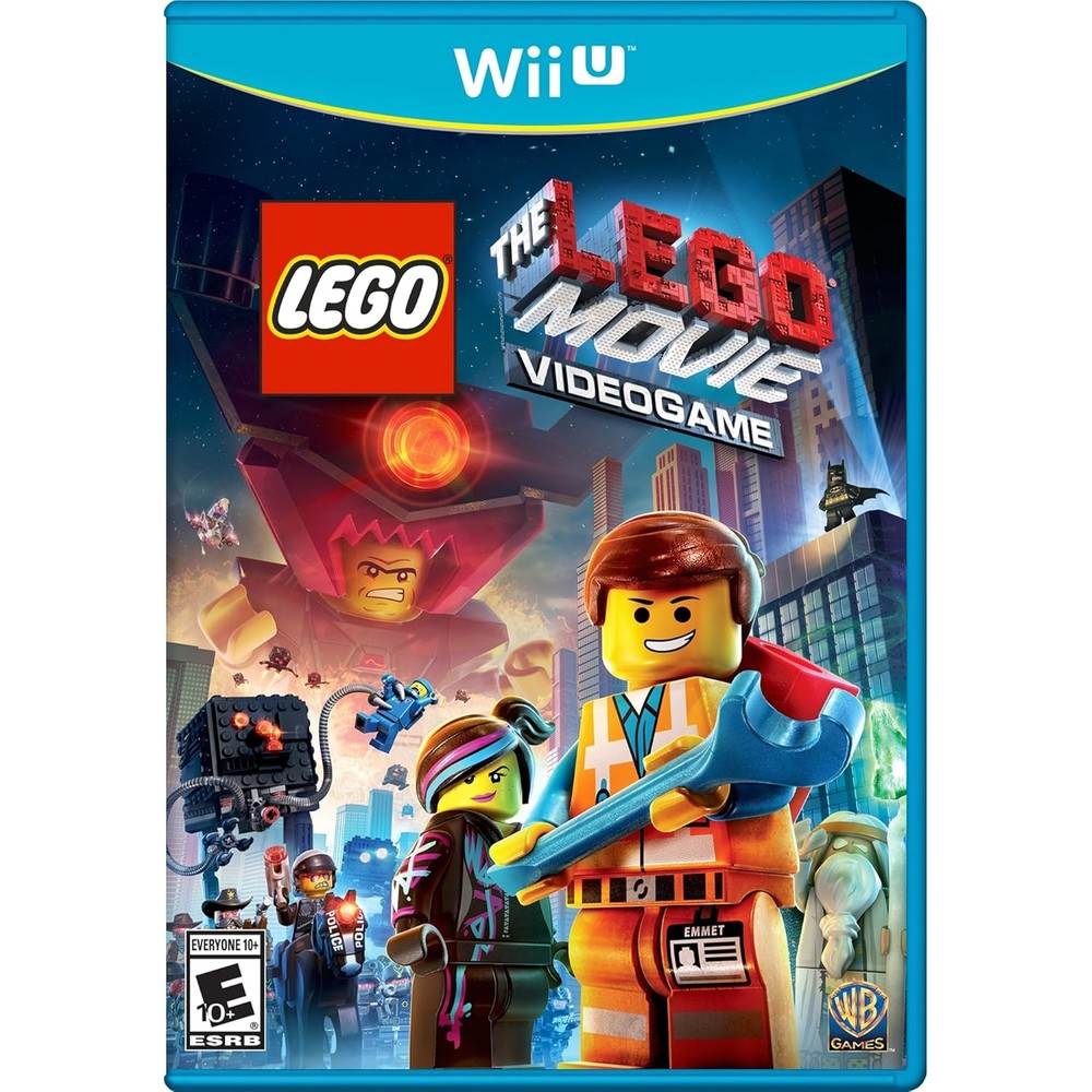 Warner Bros The LEGO Movie Videogame Nintendo Wii U retail packaging box front view depicting Emmet and characters.