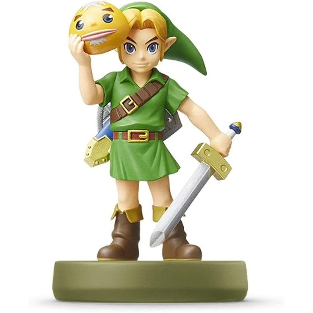Nintendo Amiibo Link Majora's Mask front view showcasing character holding the Goron Mask