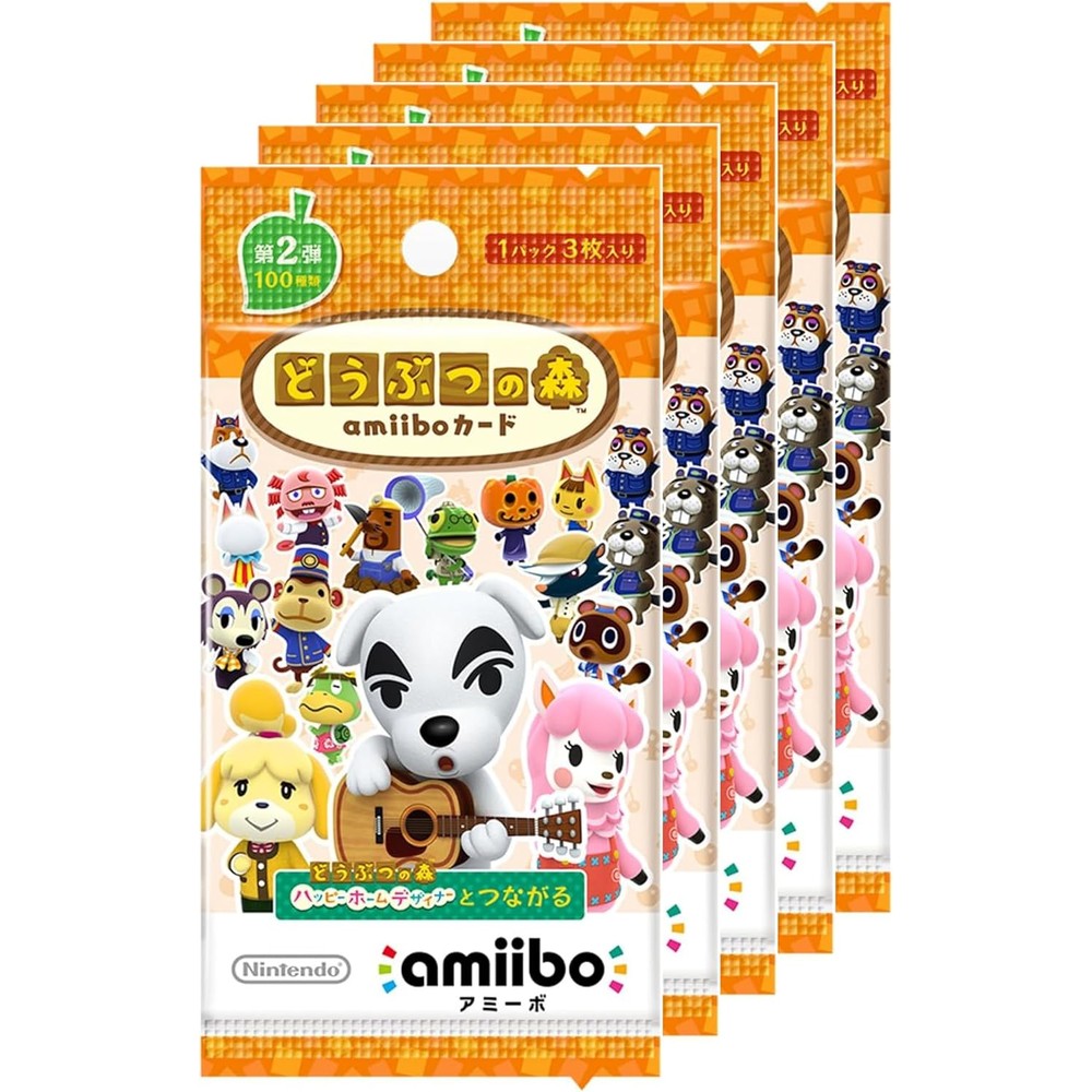 Nintendo Animal Crossing Amiibo Cards Series Two Five Pack front view packaging showcasing official artwork.
