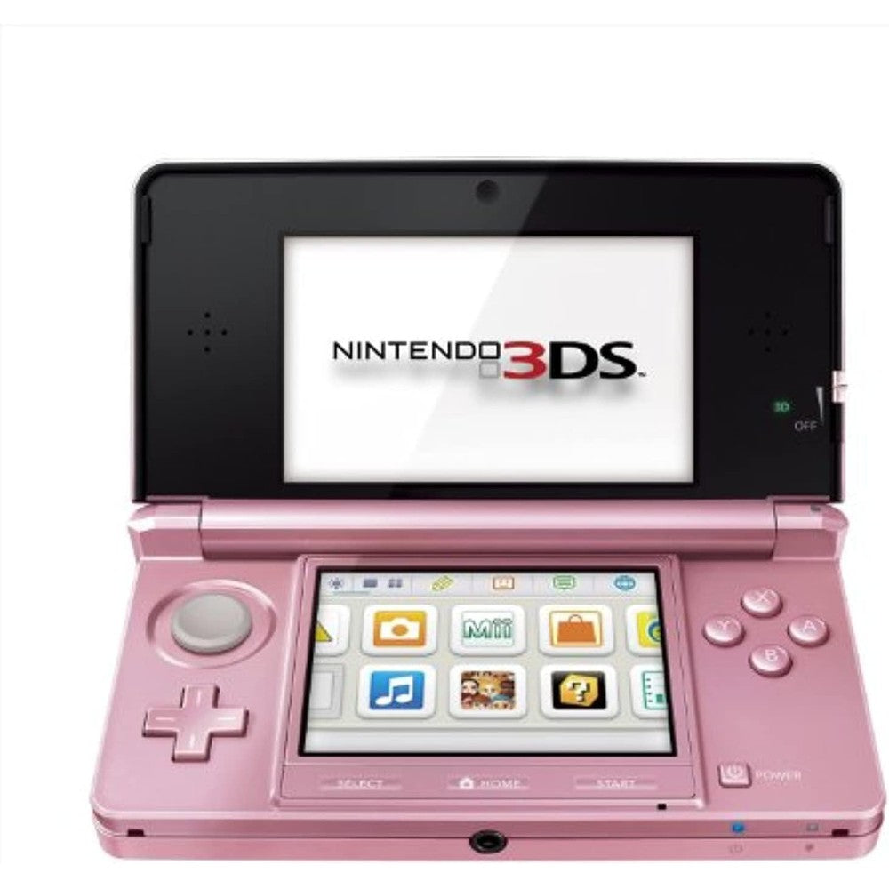 Nintendo 3DS Pearl Pink console front view with 3D screen