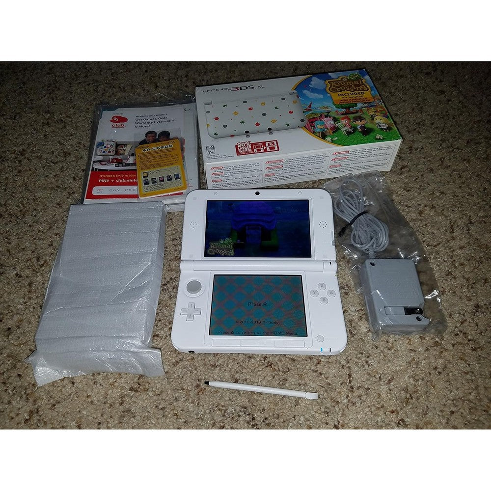 Nintendo 3DS XL Animal Crossing Limited Edition white console front view