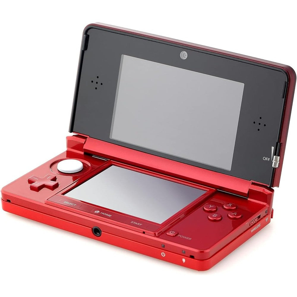 Nintendo 3DS Flame Red handheld gaming console front view.