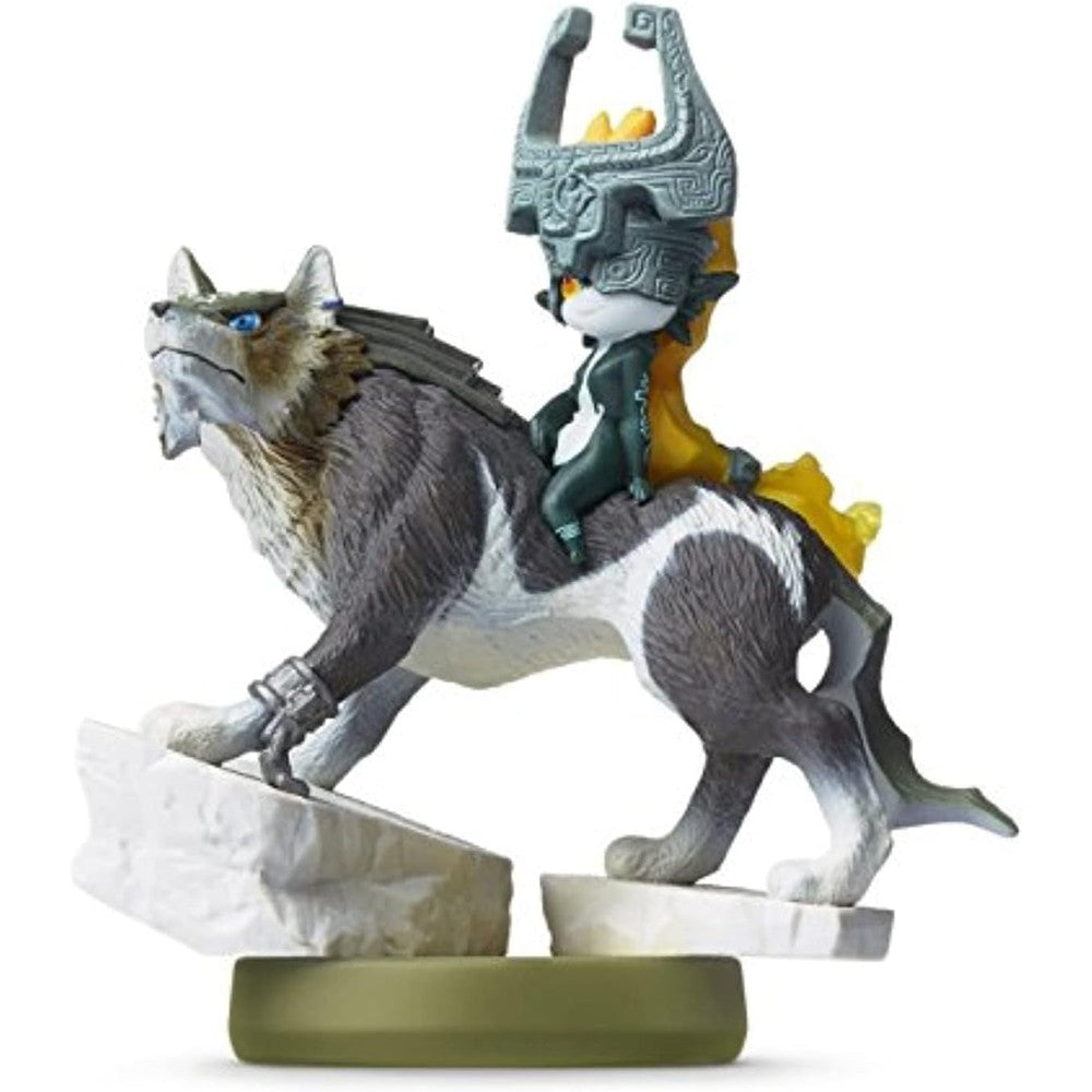 Nintendo Wolf Link amiibo collectible figure front view featuring Midna riding beast form Link