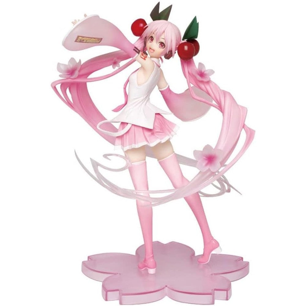Taito Hatsune Miku Sakura 2020 figure front view showcasing translucent pink hair and cherry blossom outfit