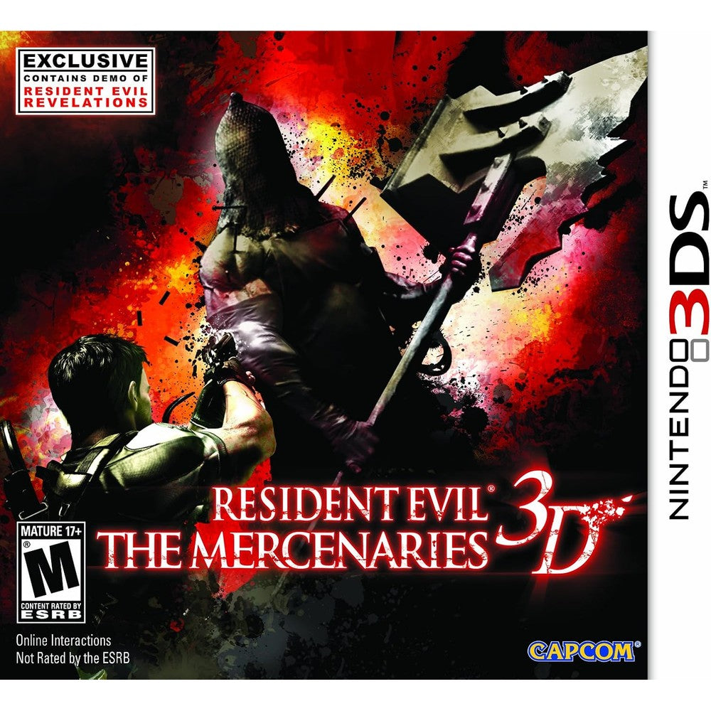 Nintendo Resident Evil The Mercenaries 3D front cover view showing main characters.