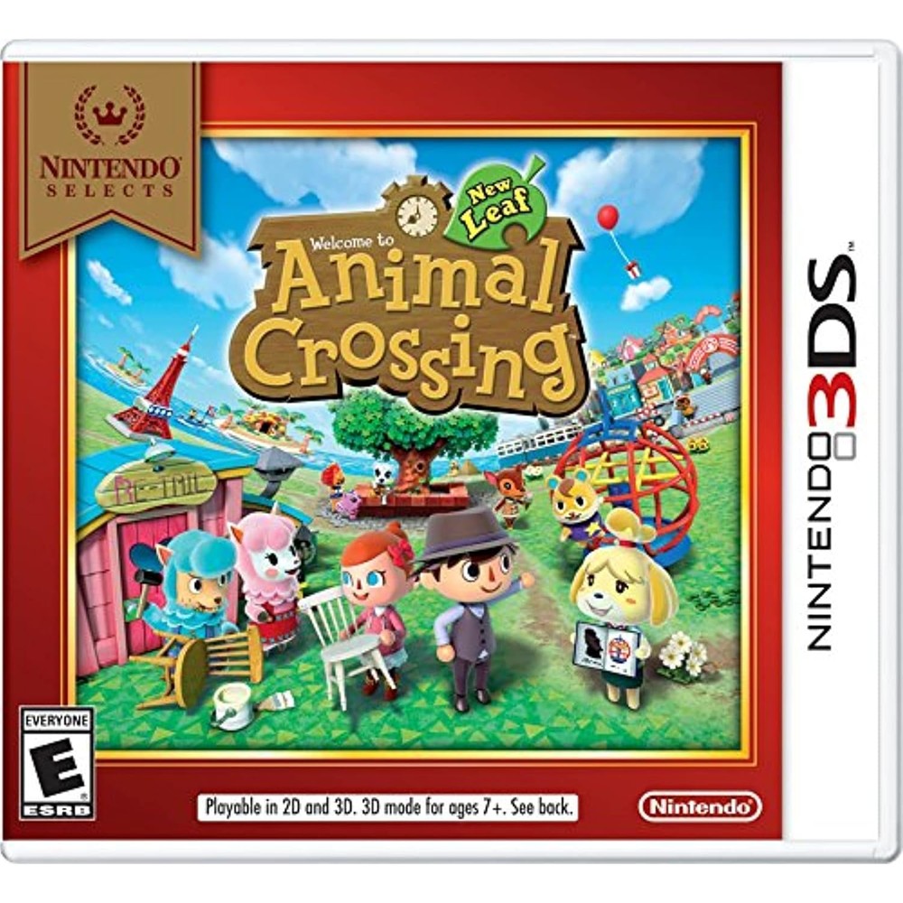 Nintendo Selects Animal Crossing New Leaf Nintendo 3DS video game cartridge front view authentic imported life simulation game.