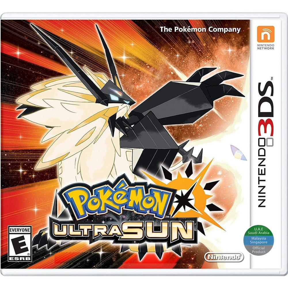 Nintendo Pokemon Ultra Sun 3DS game case front view featuring Dusk Mane Necrozma artwork.
