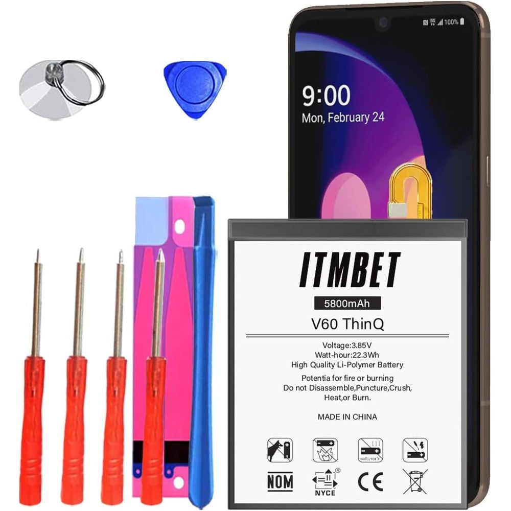 Huaeng LG V60 ThinQ 5800mAh replacement battery front view