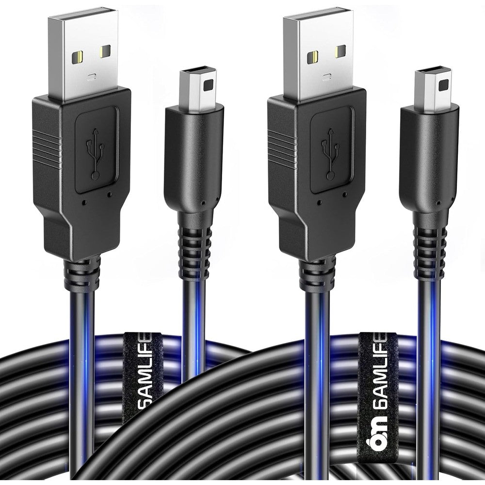 6amLifestyle 2 pack 4 feet Nintendo 3DS charger cable front view showcasing the standard USB Type A connection point