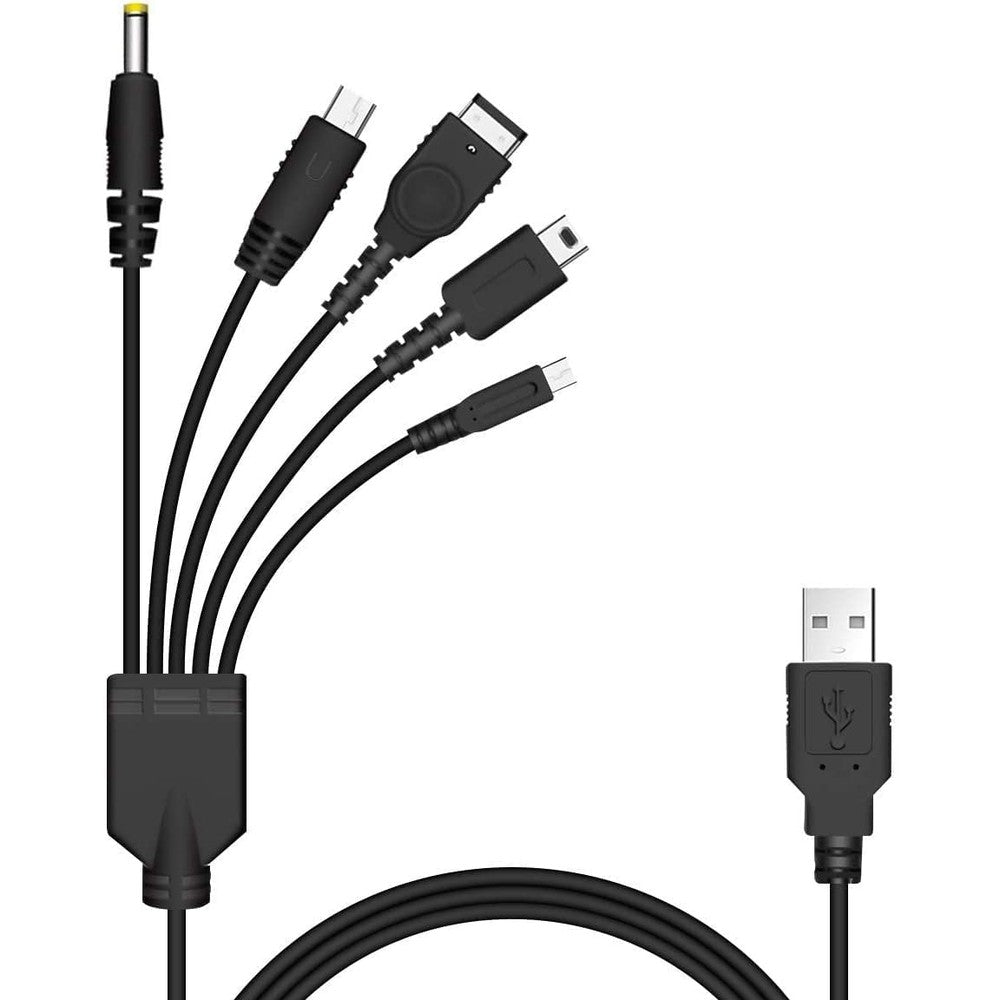 Xahpower 5 in 1 USB charger cable front view for gaming consoles