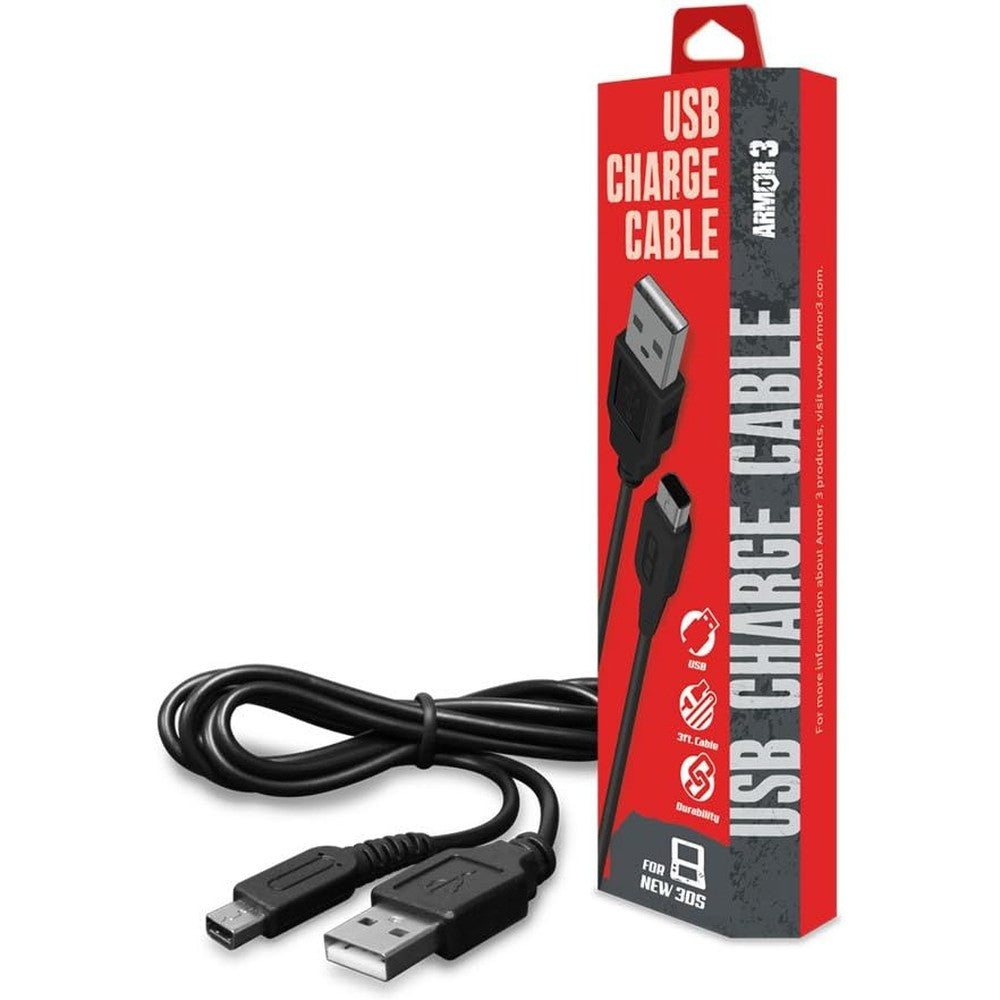 Armor3 USB charge cable for Nintendo handheld consoles front view