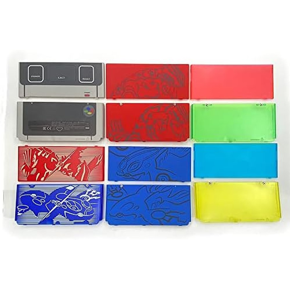 LightFairy replacement front faceplate and back plates shell housing case cover for New 3DS 2015 shown in clear blue red gem finish