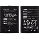 Duotipa KTR-003 replacement battery front view showing technical specifications and warnings label