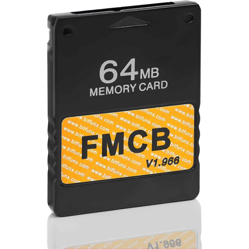 GuileKeys Free McBoot PS2 Memory Card front view showing sixty-four megabytes capacity logo.