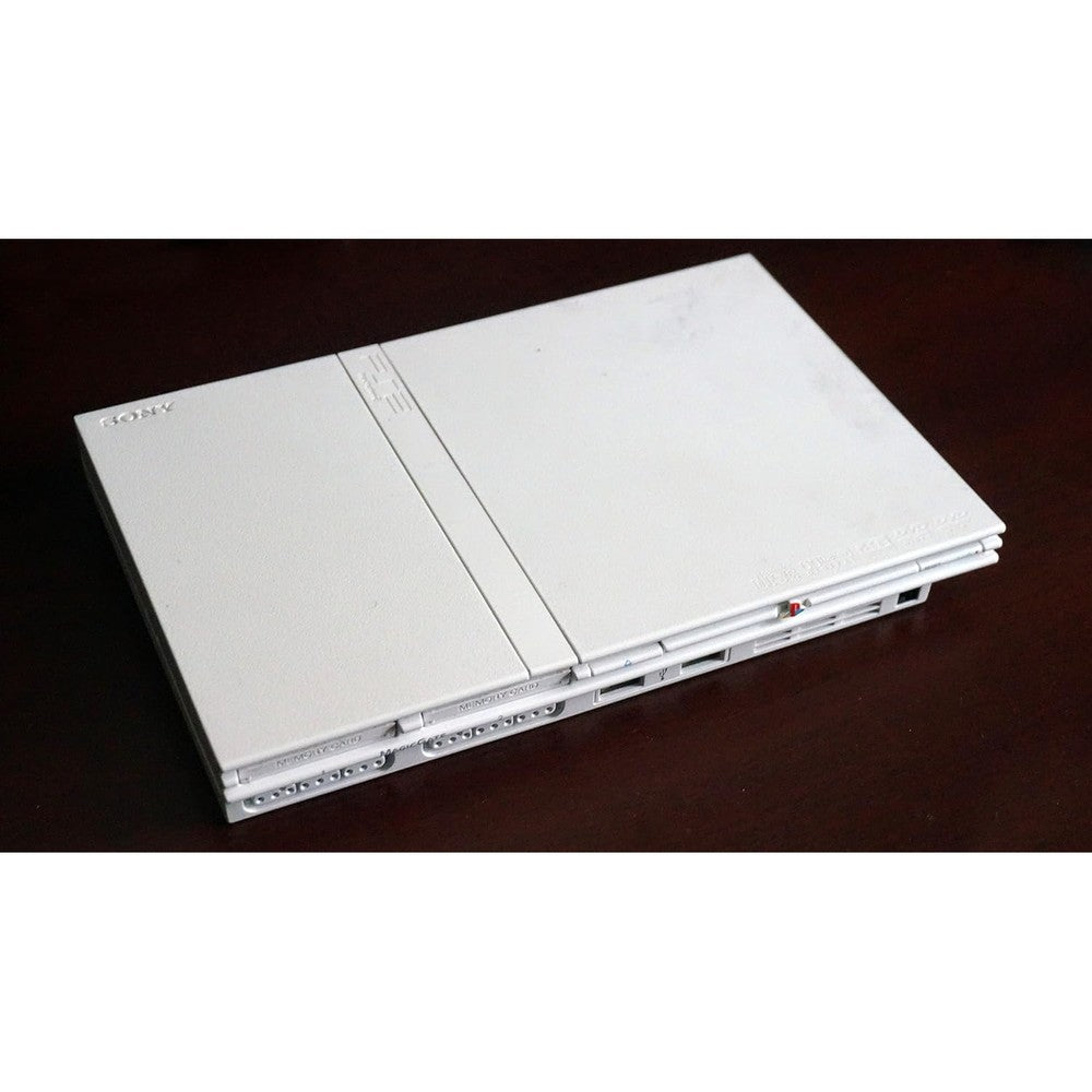 SIE PlayStation 2 Slim Ceramic White Japanese Import console front view with matching controller