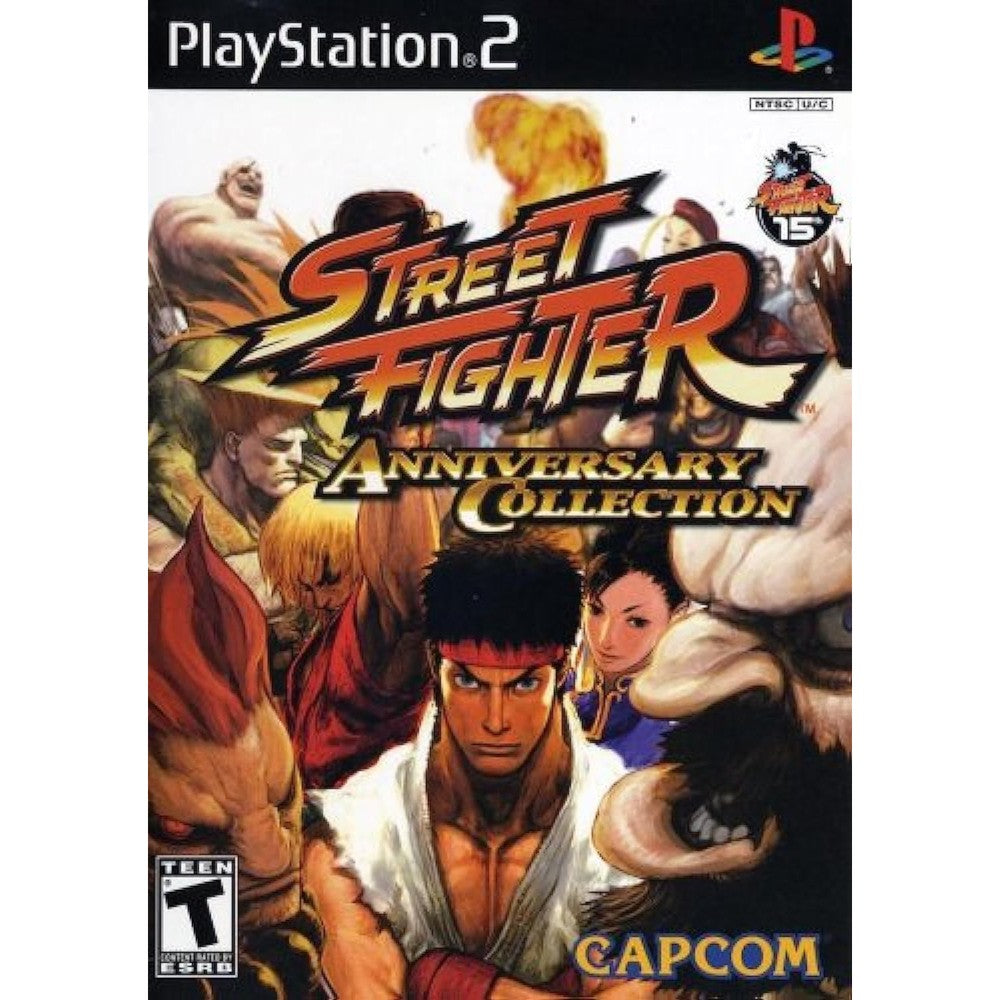 Capcom Street Fighter Anniversary Collection PlayStation 2 front cover view retro fighting game